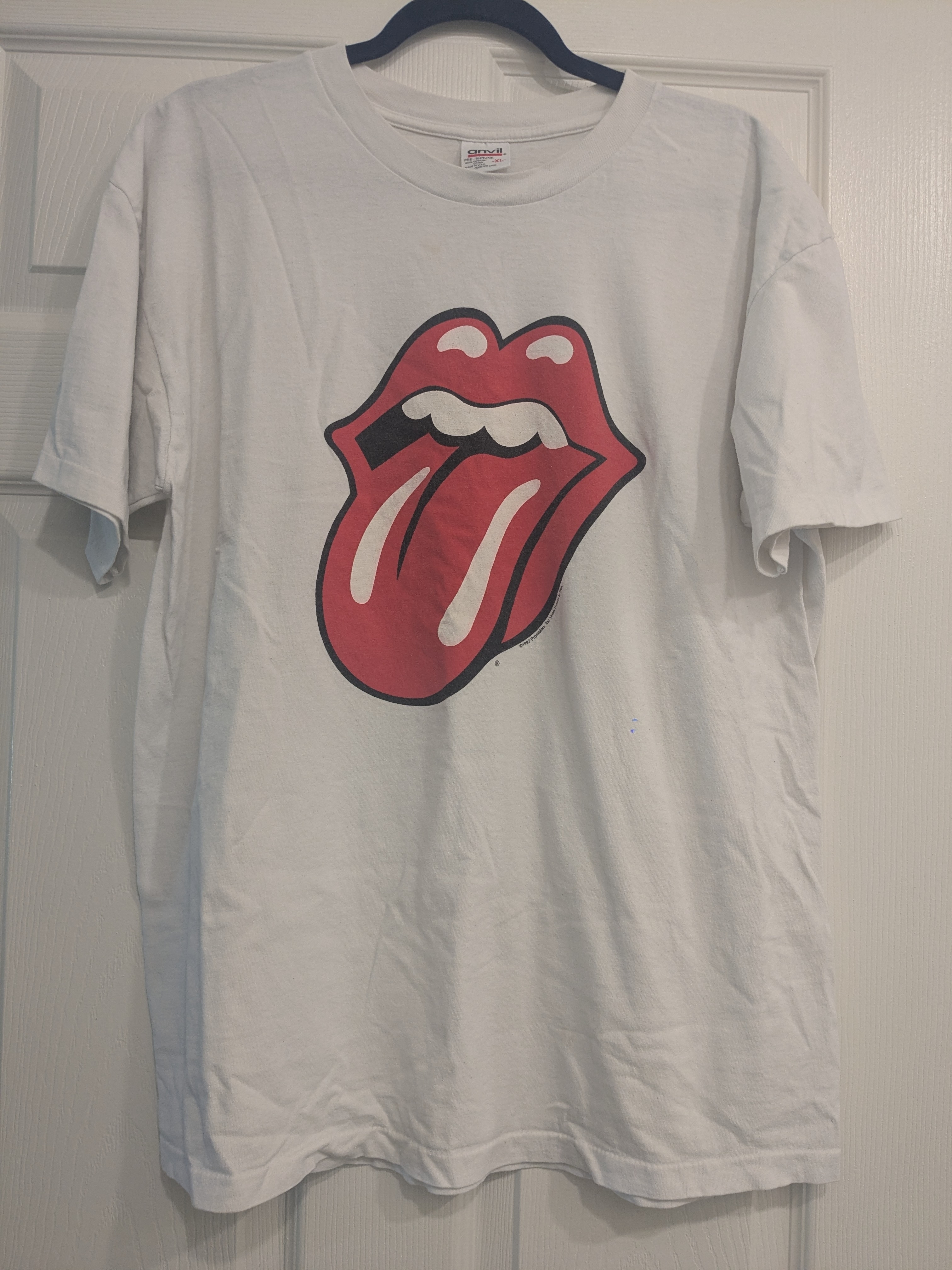 Rolling Stones Bridges To Babylon World Tour White Tshirt With Red Tongue Logo